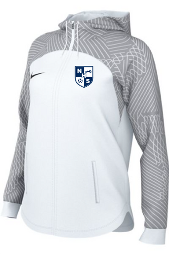 Nike Women's NHS Strike 23 Hooded Track Jacket NHS Girls 23 White/Wolf Grey Womens X-Small - Third Coast Soccer