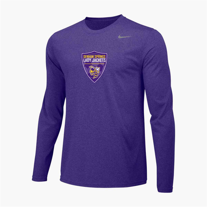 Nike DSHS Girls Soccer Legend LS Tee Denham Springs HS Purple Mens Small - Third Coast Soccer