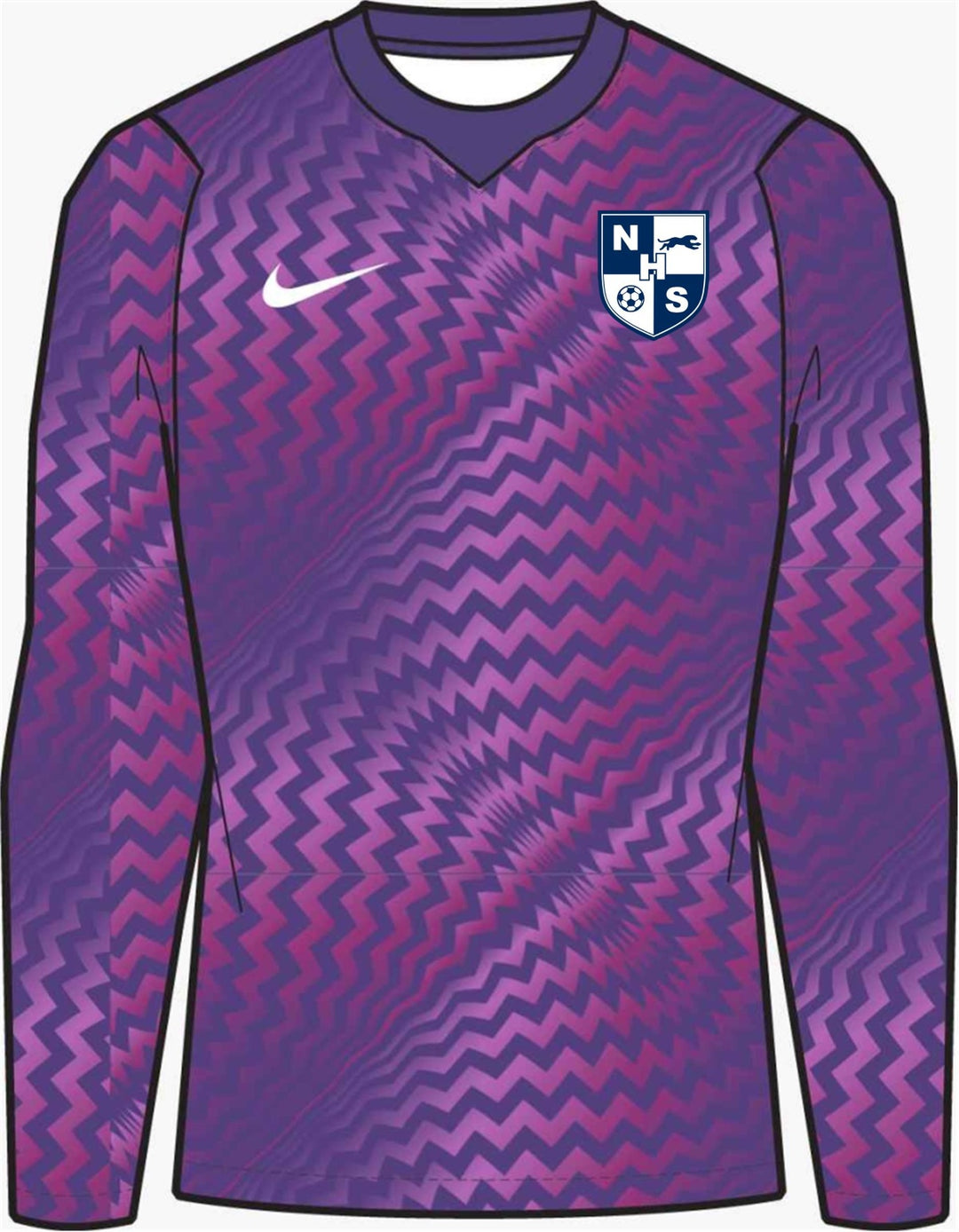 Nike NHS Men's Dri-Fit Gardien VI LS Goalkeeper Jersey Northshore High School Wild Grape/White Mens Small - Third Coast Soccer