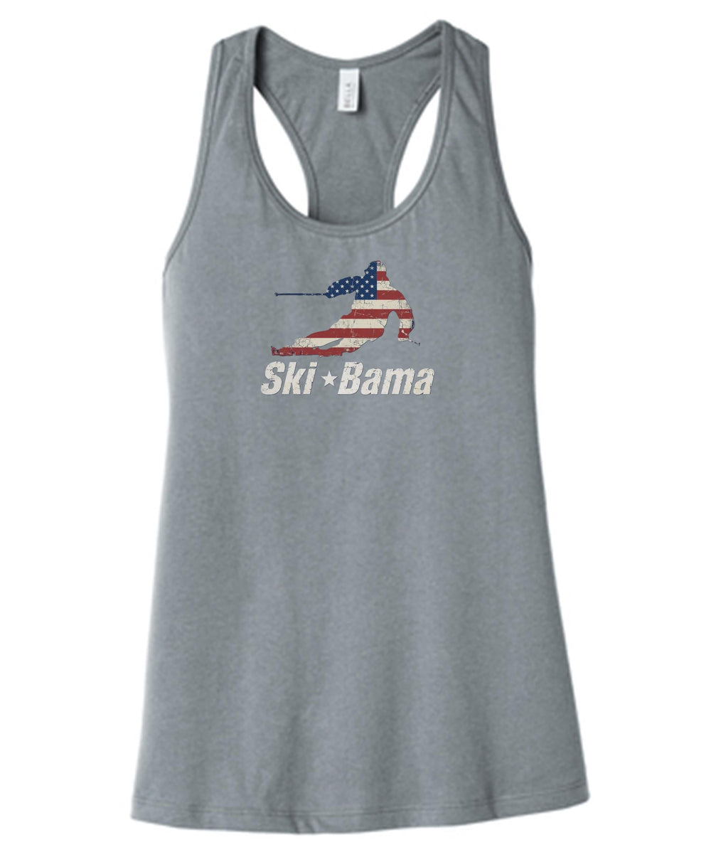 Cloudmont 250th Anniversary Slalom Skier Women's Racerback Tank Ski Bama 250 Grey Womens Small - Third Coast Soccer