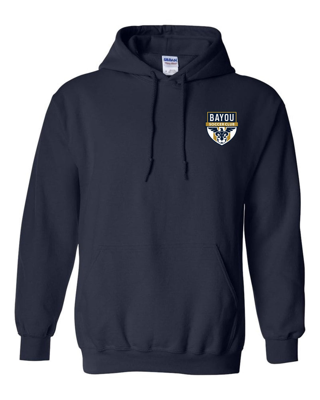 Bayou Soccer Club Logo Hooded Sweatshirt Bayou Soccer Club Spiritwear Navy Mens Small - Third Coast Soccer