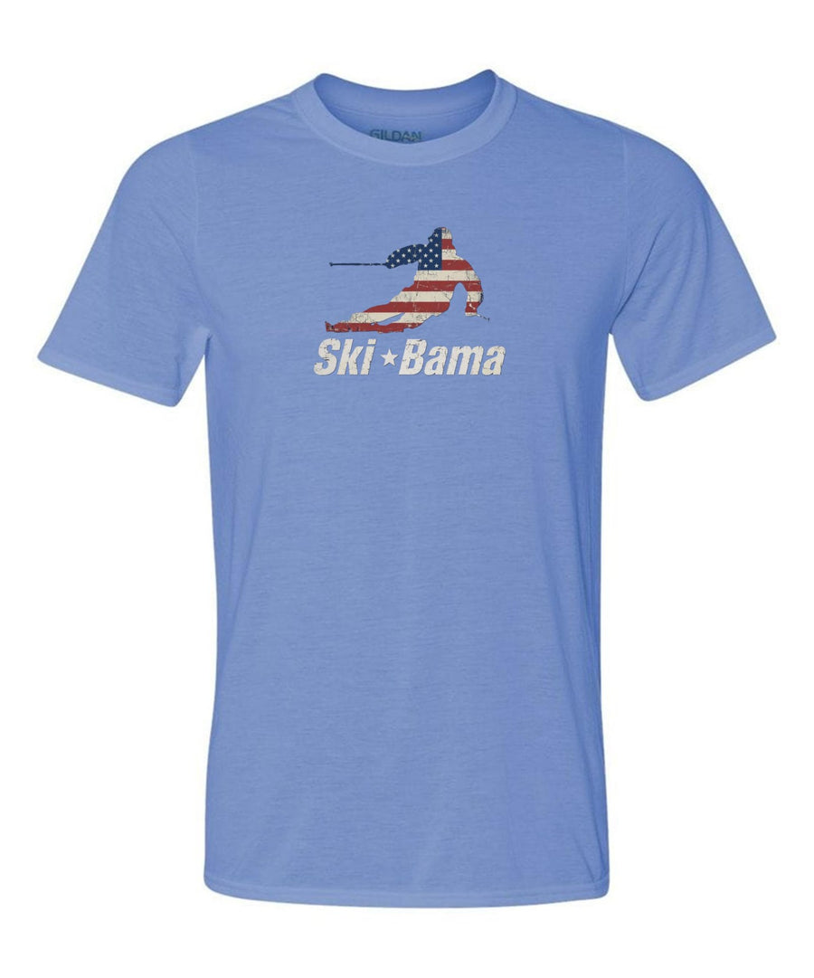 Cloudmont 250 Anniversary Slalom Skier Short-Sleeve T-Shirt Ski Bama 250 Light Blue Youth Small - Third Coast Soccer