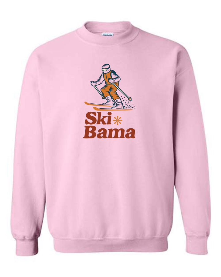 Ski Bama Crewneck Sweatshirt Ski Bama Skier Light Pink Youth Small - Third Coast Soccer