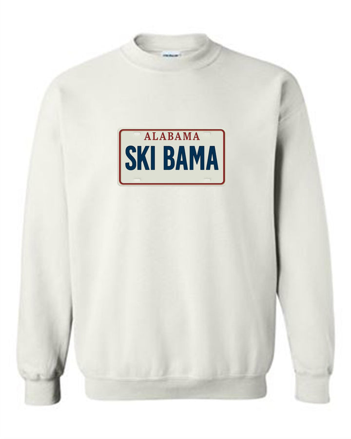 Alabama Ski Bama Crewneck Sweatshirt AL Ski Bama White Youth Small - Third Coast Soccer