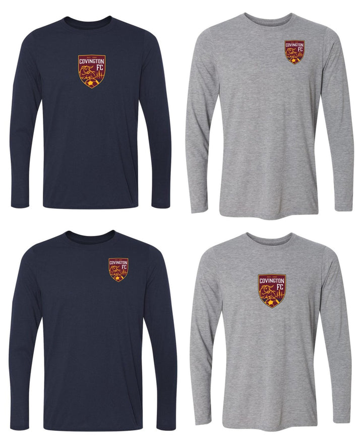 Covington FC Long Sleeve Spirit T-Shirt - Navy or Grey CYSA Spiritwear - Third Coast Soccer