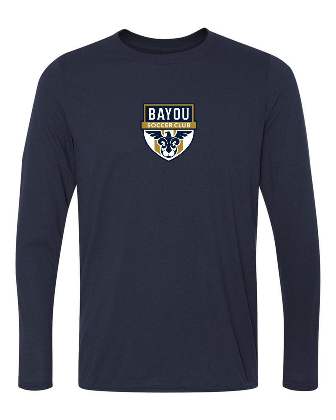 Bayou Soccer Club Logo Long-Sleeve T-Shirt Bayou Soccer Club Spiritwear Navy Mens Small - Third Coast Soccer