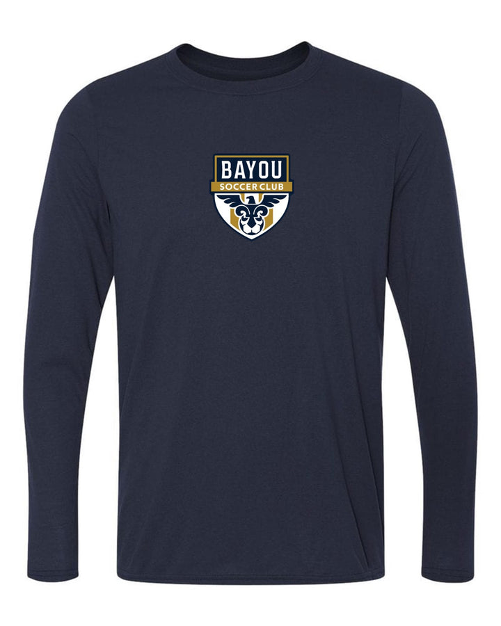 Bayou Soccer Club Logo Long-Sleeve T-Shirt Bayou Soccer Club Spiritwear Navy Mens Small - Third Coast Soccer