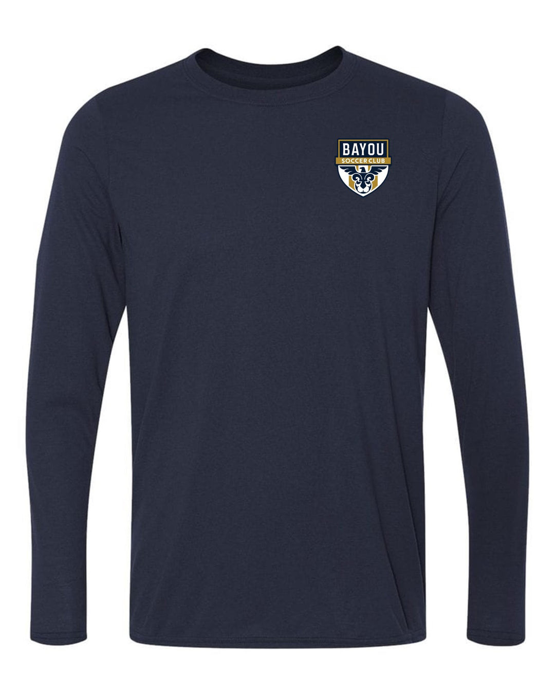 Bayou Soccer Club Logo Long-Sleeve T-Shirt Bayou Soccer Club Spiritwear Navy Mens Small - Third Coast Soccer