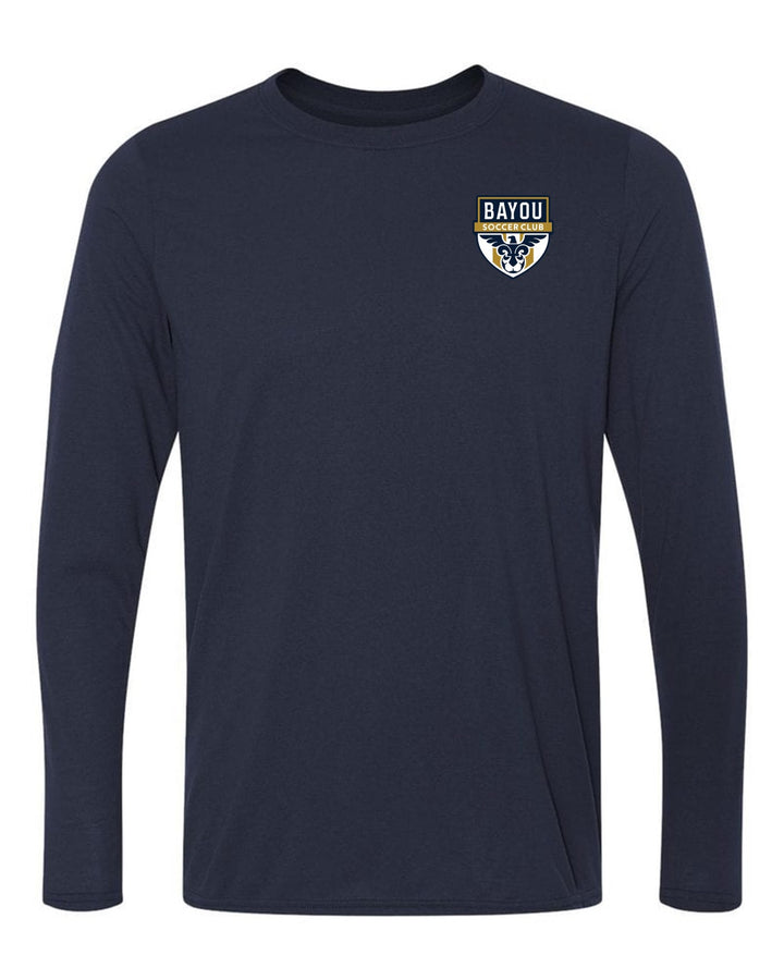 Bayou Soccer Club Logo Long-Sleeve T-Shirt Bayou Soccer Club Spiritwear Navy Mens Small - Third Coast Soccer