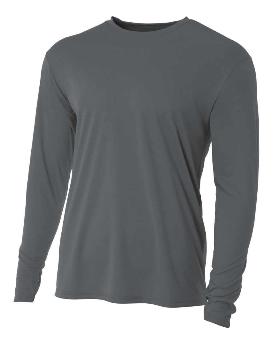 A4 Cooling Perf L/S Crew Training Wear Graphite X-Small - Third Coast Soccer