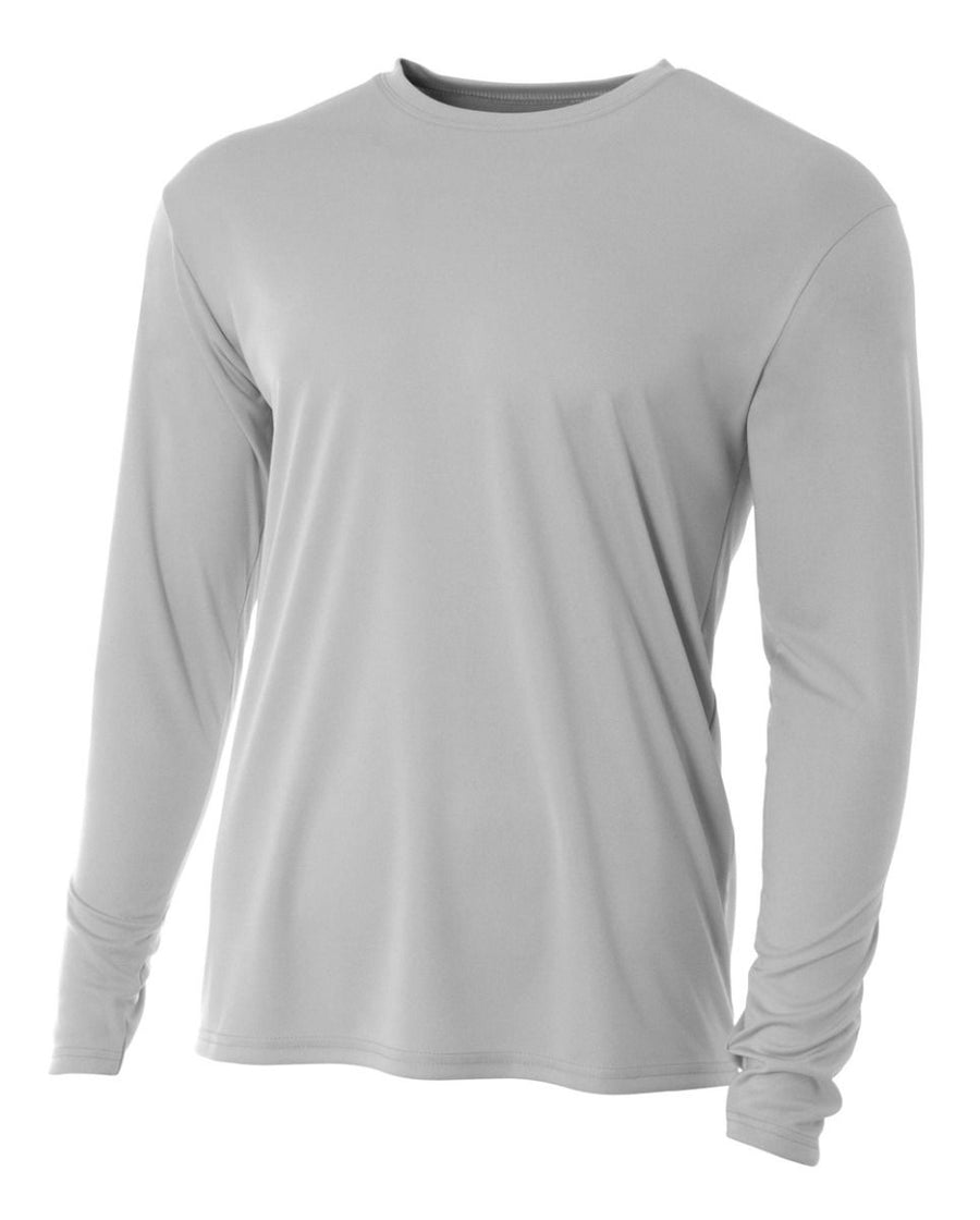 A4 Cooling Perf L/S Crew Training Wear Silver X-Small - Third Coast Soccer