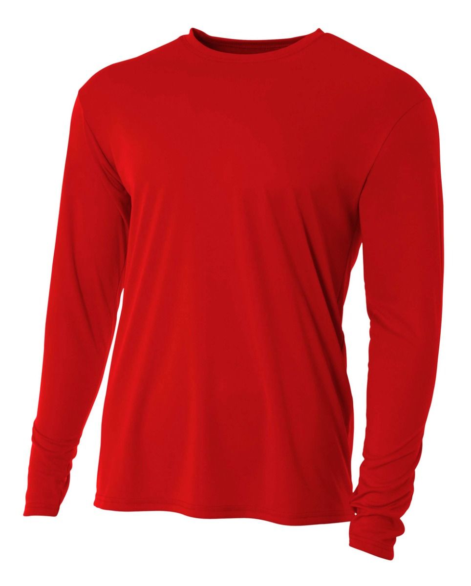 A4 Cooling Perf L/S Crew Training Wear Scarlet X-Small - Third Coast Soccer