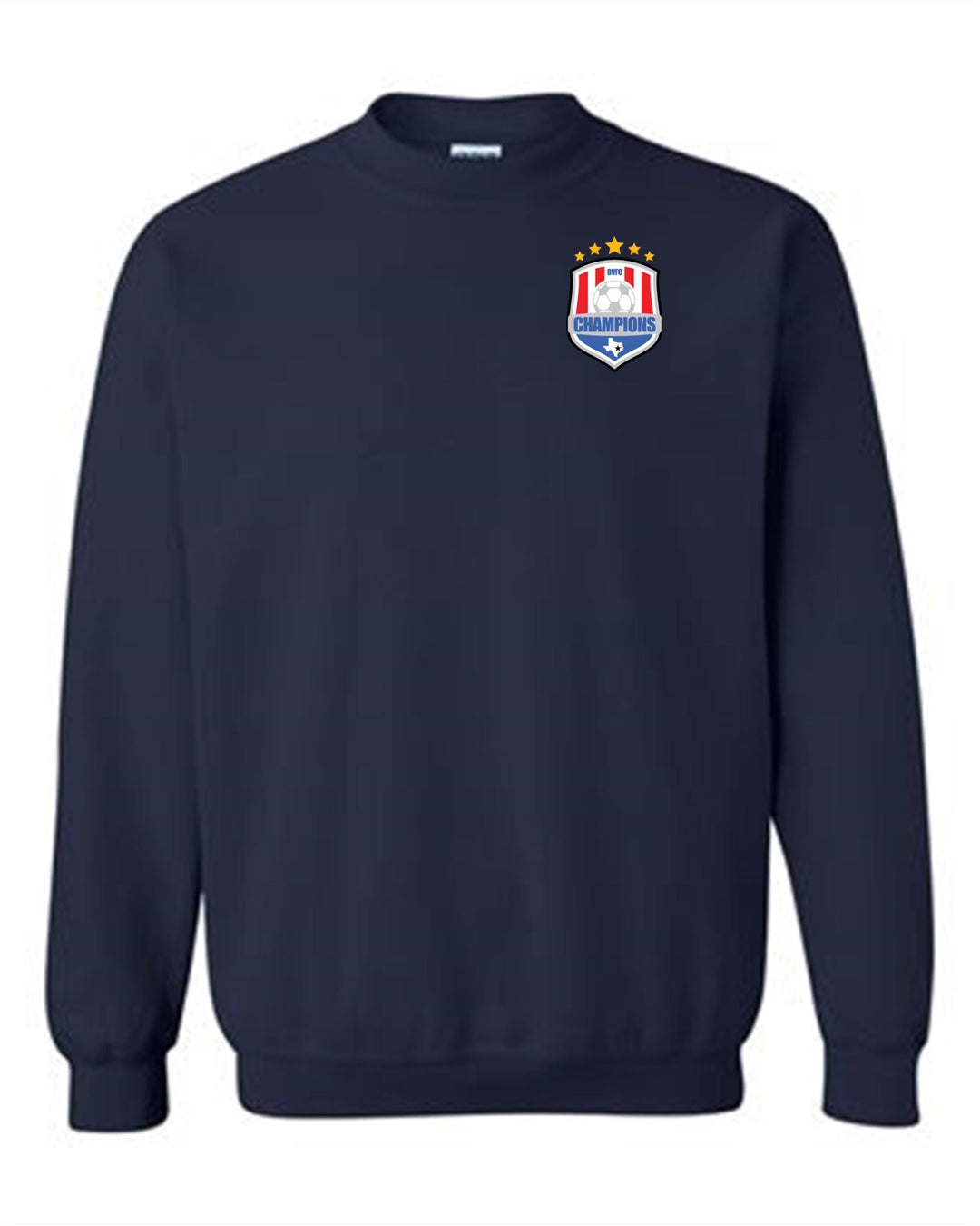 BVFC Crew Neck Sweatshirt BVFC Navy Over the Heart 3" - Third Coast Soccer