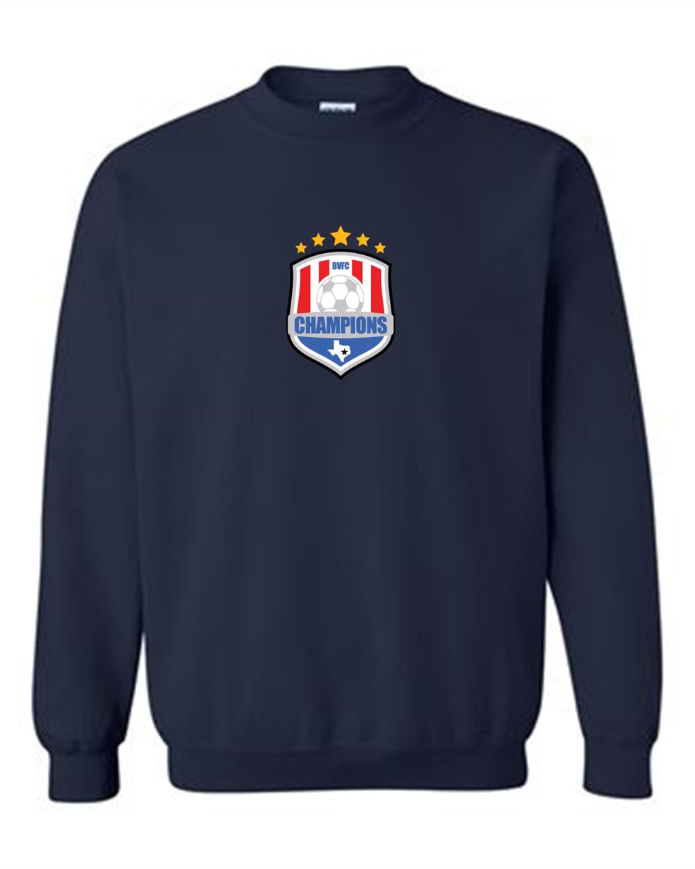 BVFC Crew Neck Sweatshirt BVFC Navy Center Chest 6.5" - Third Coast Soccer