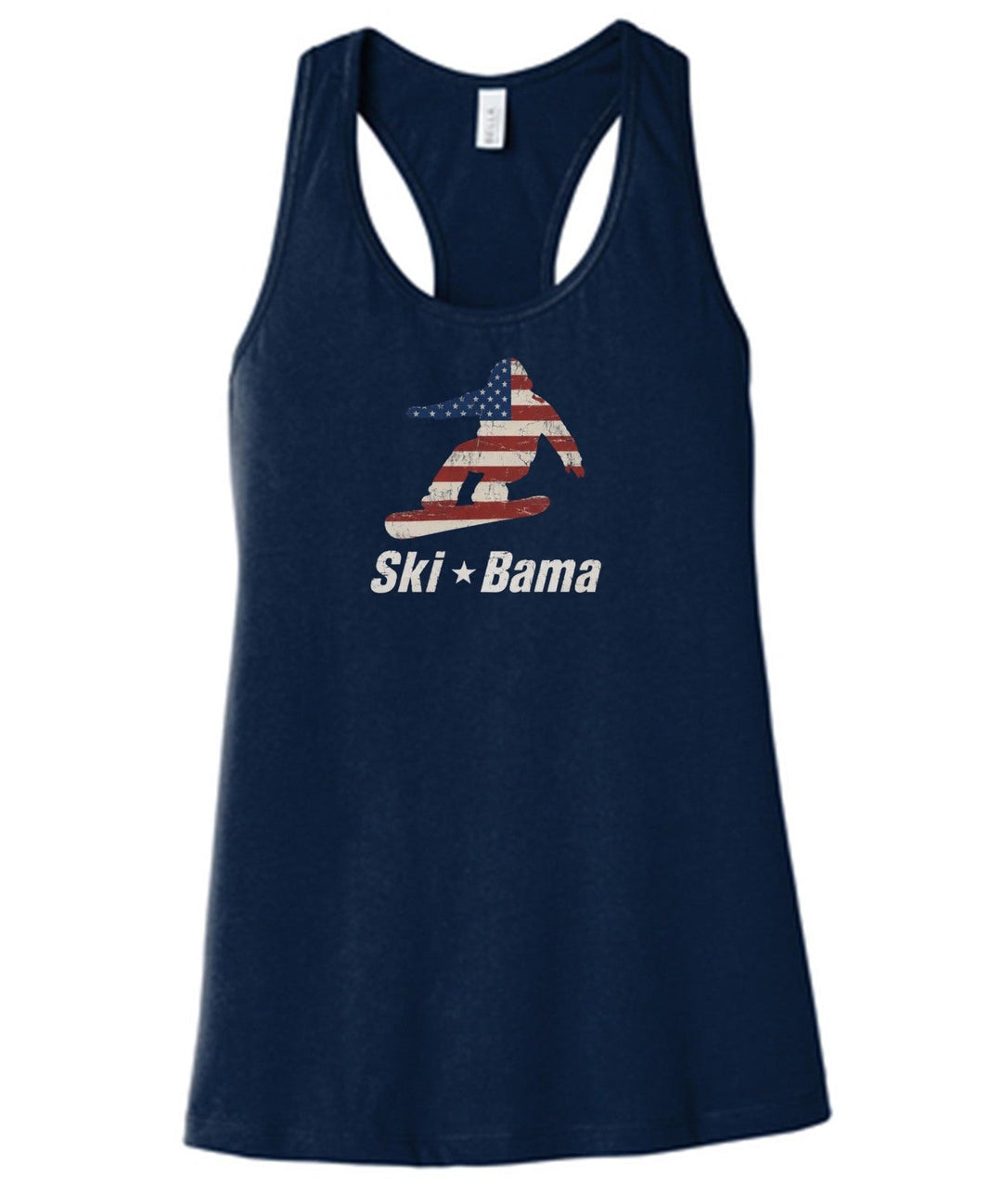 Cloudmont 250th Anniversary Snowboarder Women's Racerback Tank Ski Bama 250 Navy Womens Small - Third Coast Soccer