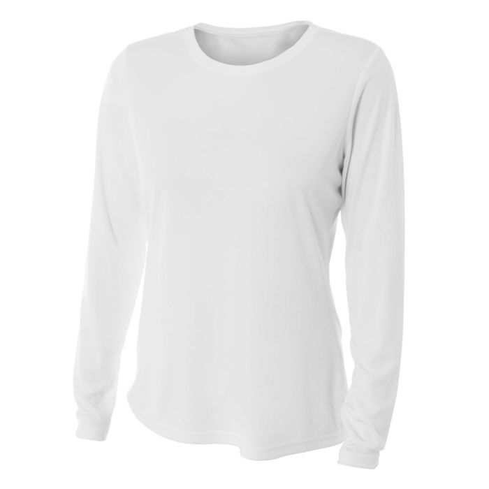 A4 Womens L/S Cooling Performance Crew Training Jersey White Womens X-Small - Third Coast Soccer