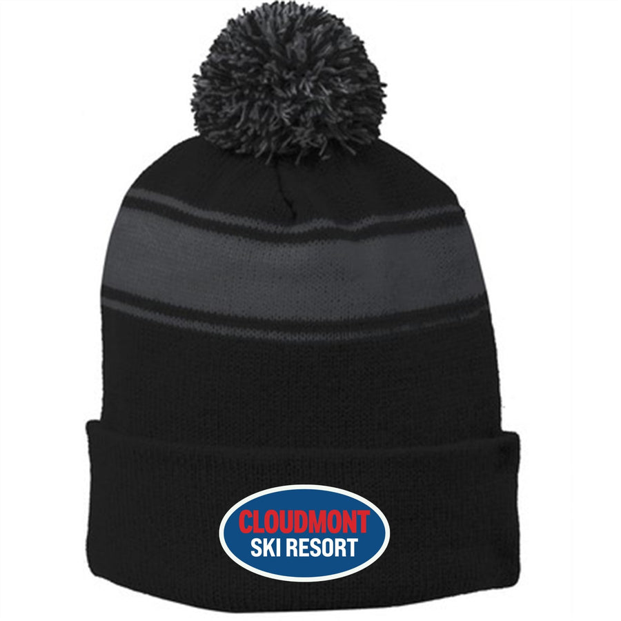 Clloudmont Ski Resort Pom-Pom Beanie CSR Oval Black/Iron Grey - Third Coast Soccer