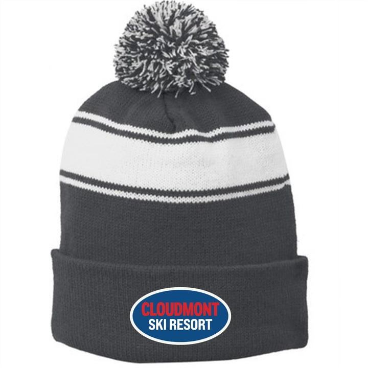 Clloudmont Ski Resort Pom-Pom Beanie CSR Oval Iron Grey/White - Third Coast Soccer