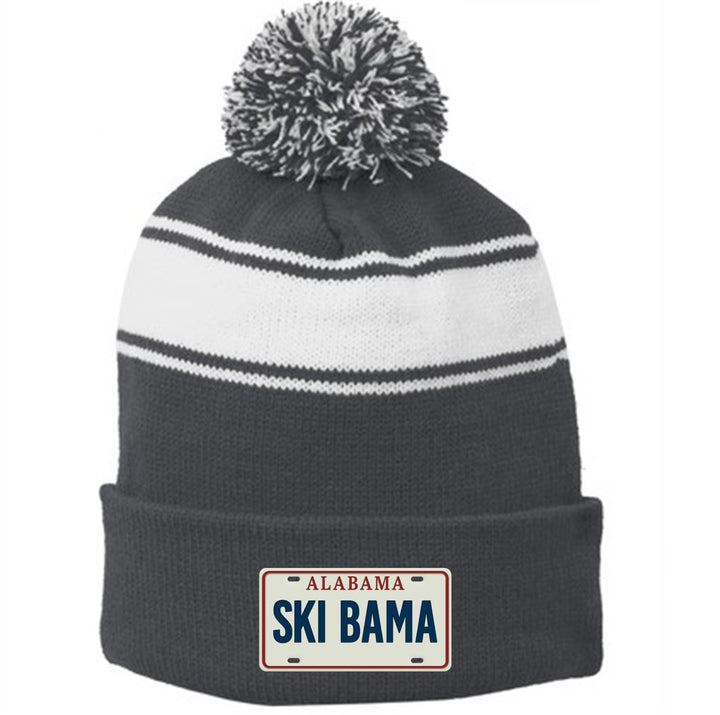 Alabama Ski Bama Pom-Pom Beanie AL Ski Bama Iron Grey/White - Third Coast Soccer