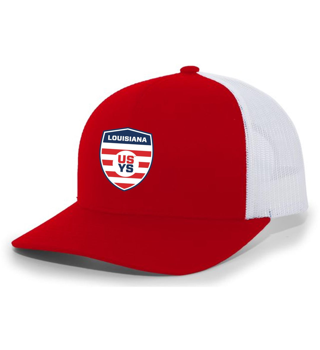 Louisiana Select Flex-Fit Premium Trucker Hat LA ODP Spiritwear Red/White Full Color Patch - Third Coast Soccer