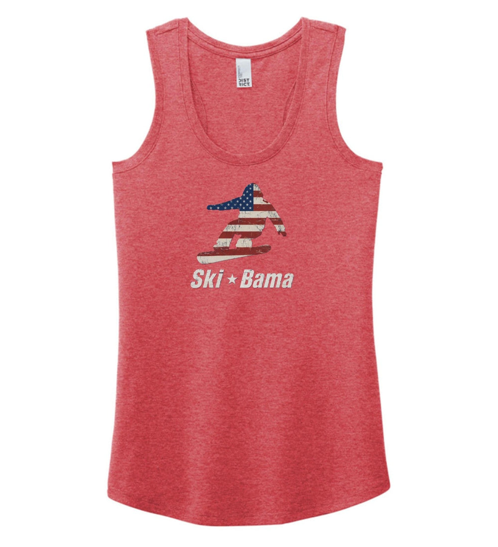 Cloudmont 250th Anniversary Snowboarder Women's Racerback Tank Ski Bama 250 Red Frost Womens Small - Third Coast Soccer