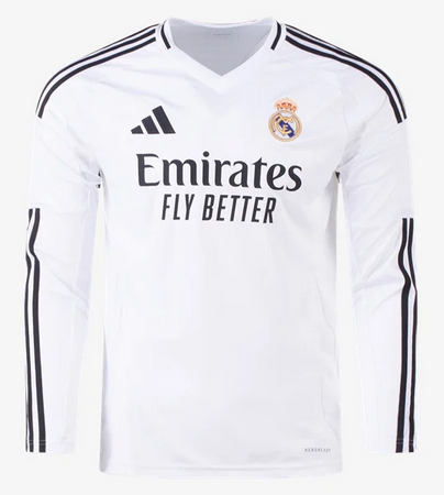 adidas Real Madrid Home LS Jersey 24/25 Club Replica   - Third Coast Soccer