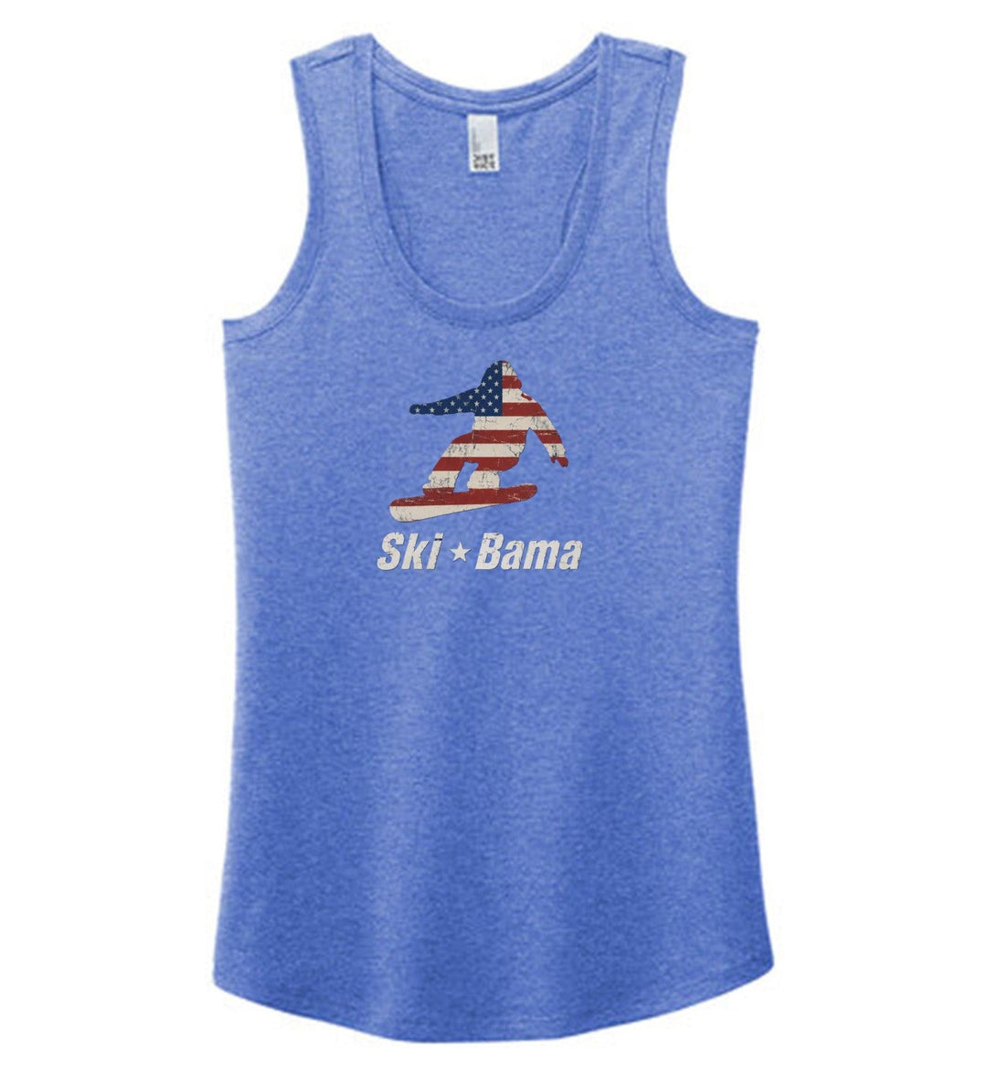 Cloudmont 250th Anniversary Snowboarder Women's Racerback Tank Ski Bama 250 Royal Frost Womens Small - Third Coast Soccer