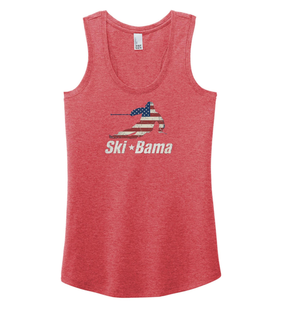 Cloudmont 250th Anniversary Slalom Skier Women's Racerback Tank Ski Bama 250 Red Frost Womens Small - Third Coast Soccer