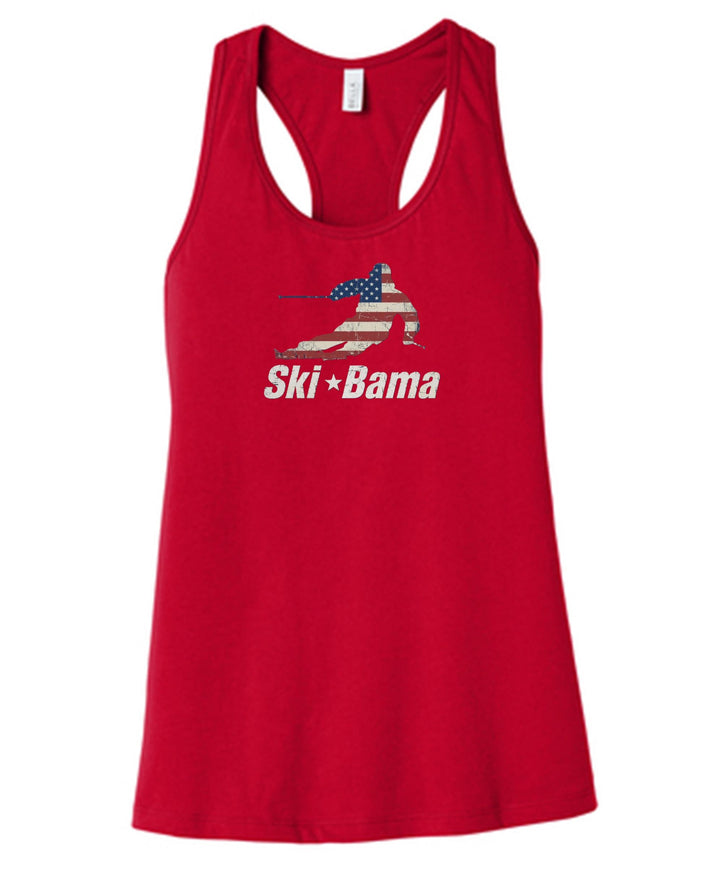Cloudmont 250th Anniversary Slalom Skier Women's Racerback Tank Ski Bama 250 Red Womens Small - Third Coast Soccer