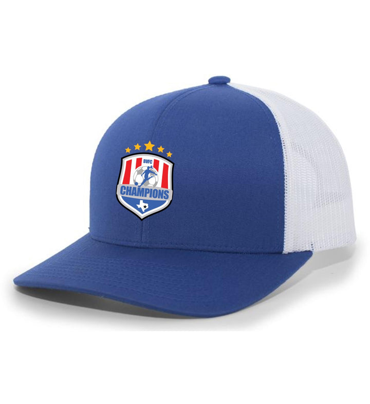BVFC Flexfit Premium Trucker Hat BVFC Royal/White Full Color Patch - Third Coast Soccer