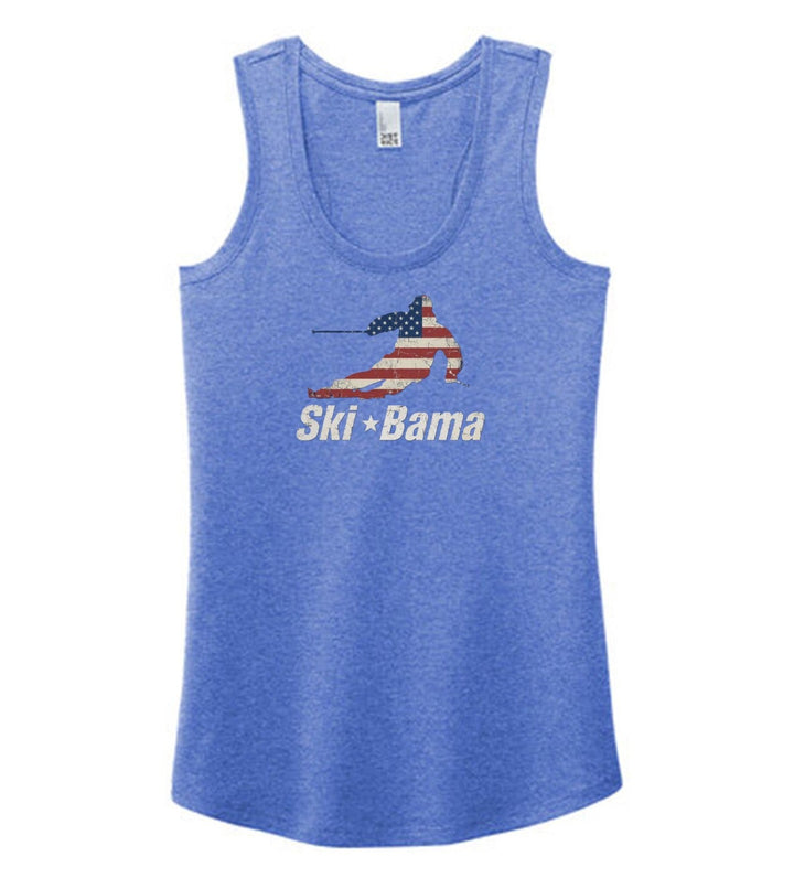 Cloudmont 250th Anniversary Slalom Skier Women's Racerback Tank Ski Bama 250 Royal Frost Womens Small - Third Coast Soccer
