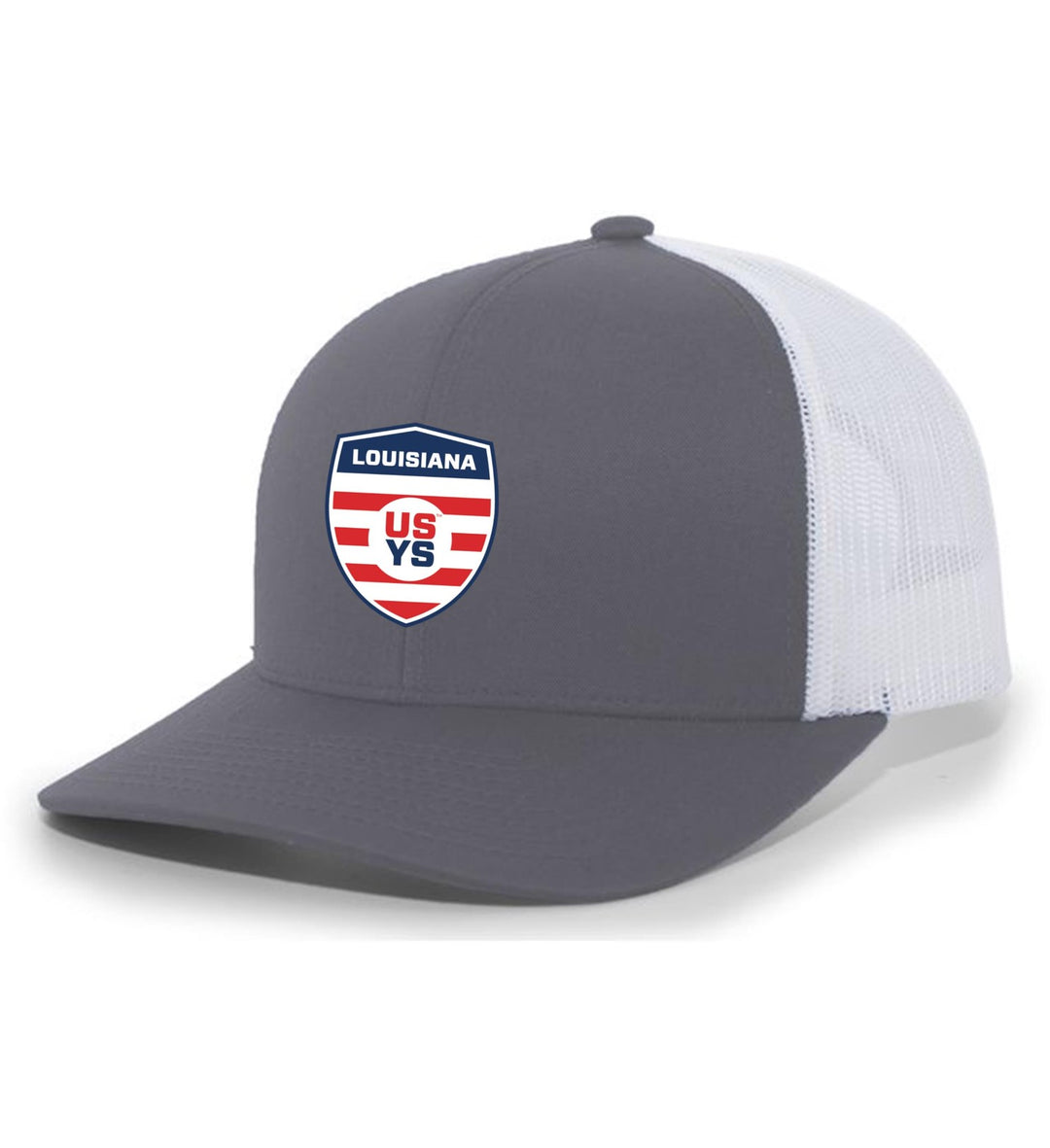 Louisiana Select Flex-Fit Premium Trucker Hat LA ODP Spiritwear Silver/White Full Color Patch - Third Coast Soccer