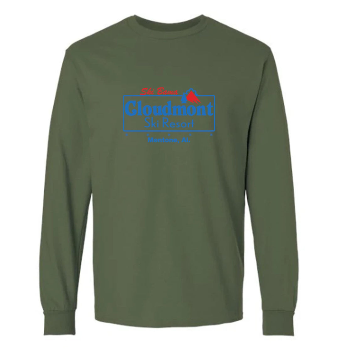 Ski Bama Cloudmont Ski Resort Long-Sleeve T-Shirt Ski Bama CSR Military Green Youth Small - Third Coast Soccer