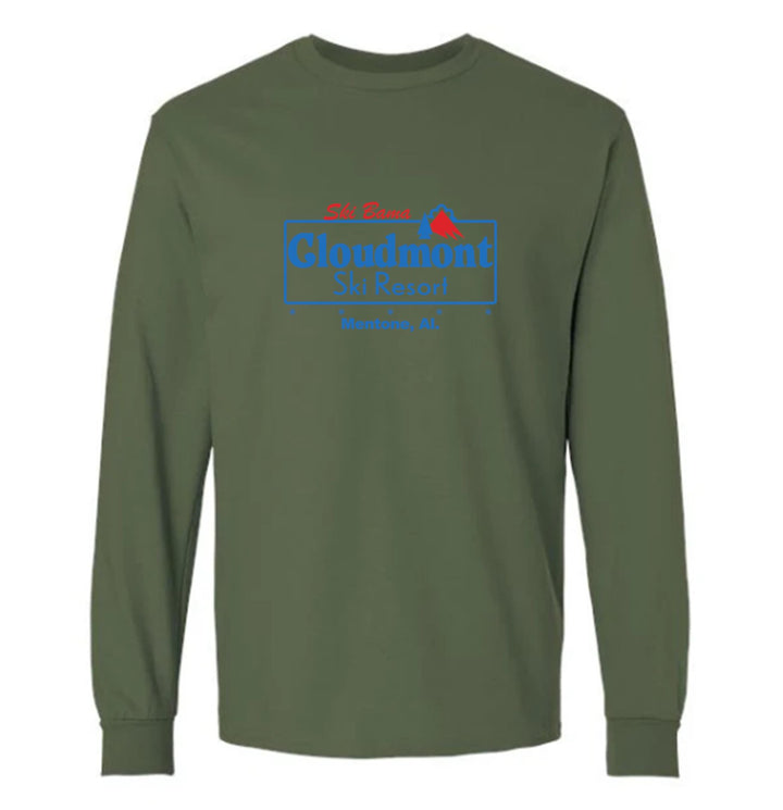 Ski Bama Cloudmont Ski Resort Long-Sleeve T-Shirt Ski Bama CSR Military Green Youth Small - Third Coast Soccer