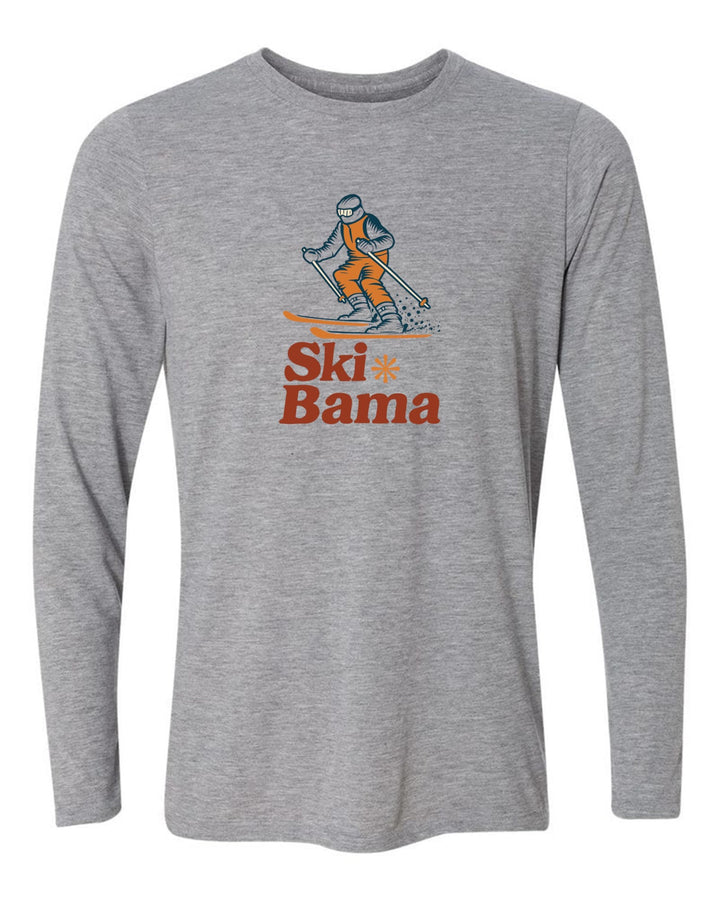 Ski Bama Long Sleeve T-Shirt Ski Bama Skier Sport Grey Youth Small - Third Coast Soccer