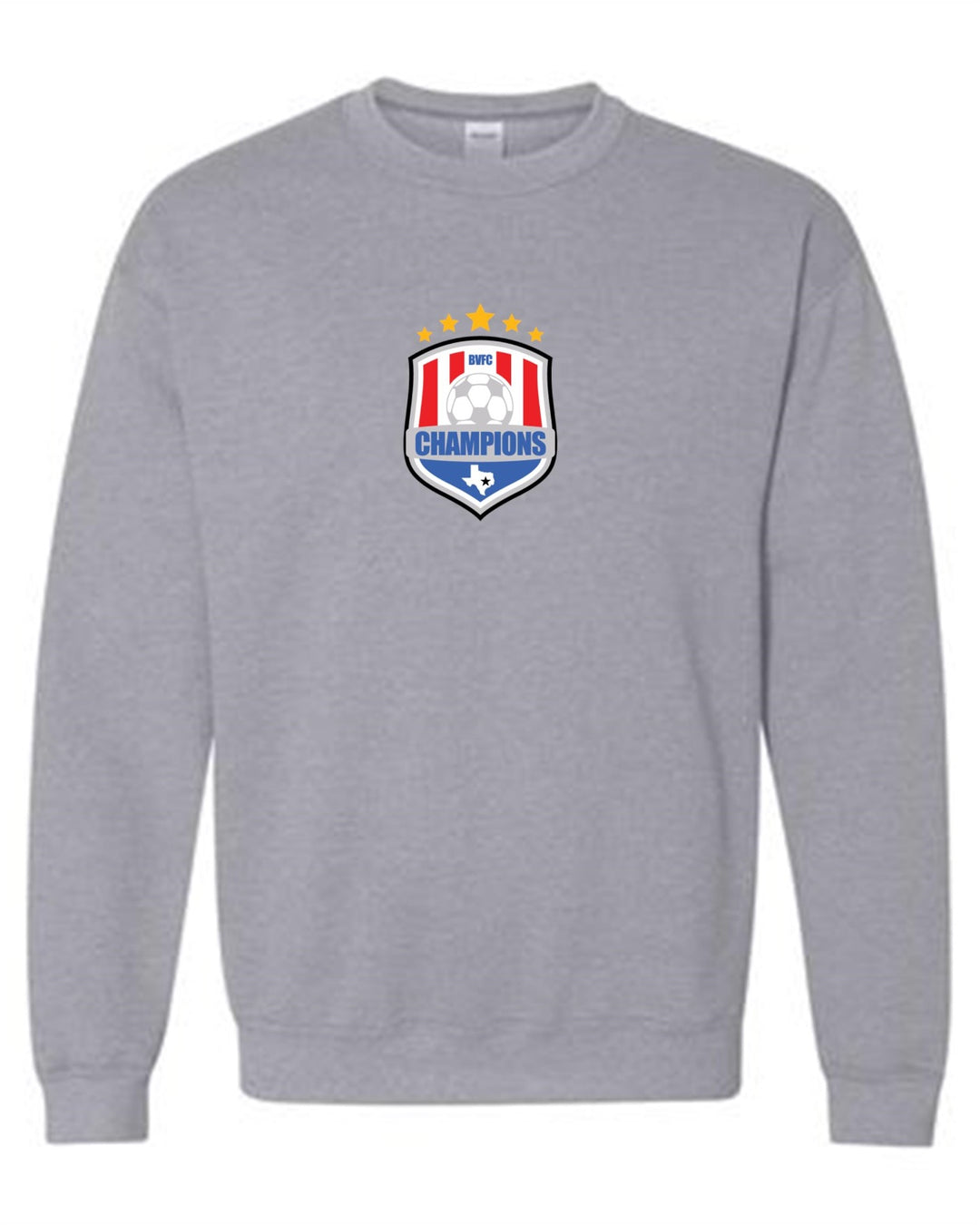 BVFC Crew Neck Sweatshirt BVFC Sport Grey Center Chest 6.5" - Third Coast Soccer