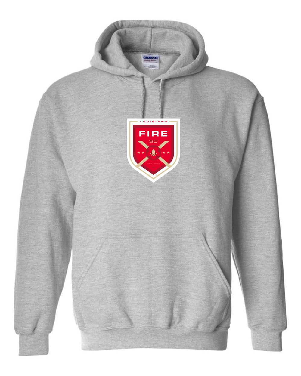 Louisiana Fire FC Shield Hoody Louisiana Fire Spiritwear Sport Grey Mens Small - Third Coast Soccer