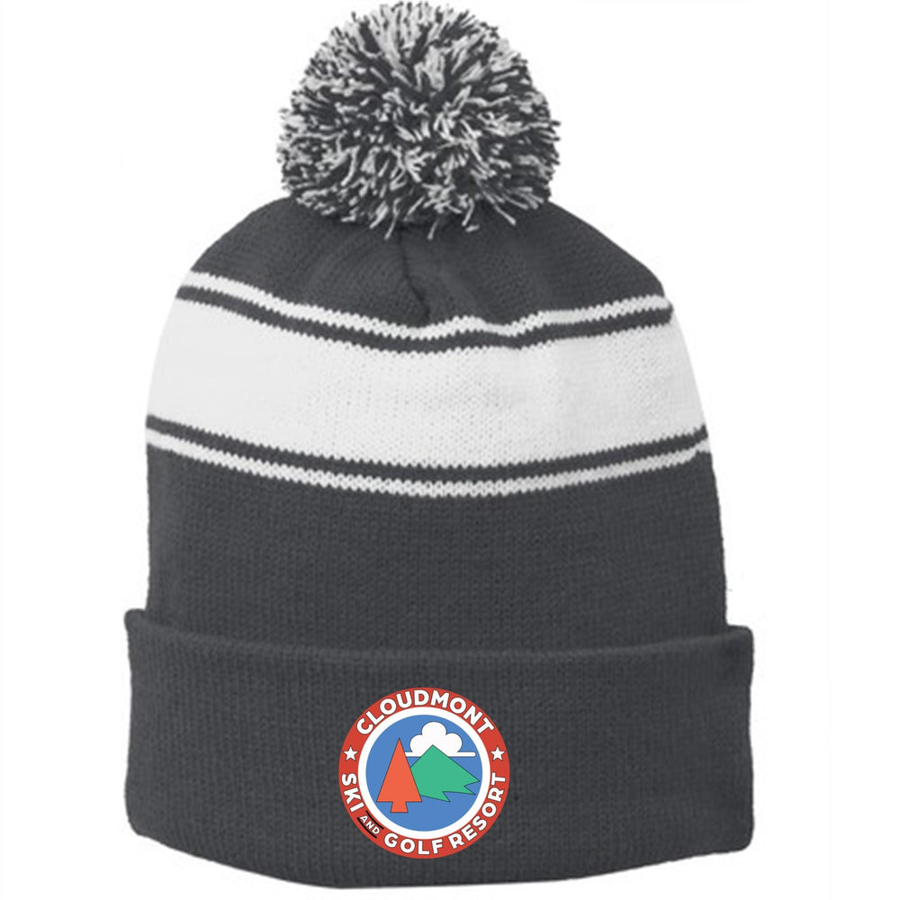Cloudmont Ski and Golf Resort Pom-Pom Beanie Ski and Golf Resort Iron Grey/White - Third Coast Soccer