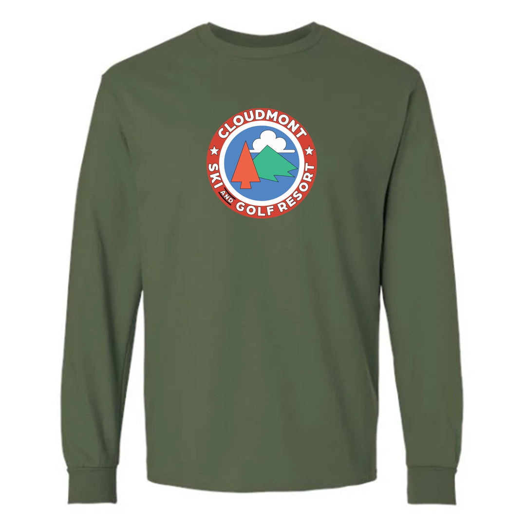 Cloudmont Ski and Golf Resort Long-Sleeve T-Shirt Ski and Golf Resort Military Green Youth Small - Third Coast Soccer