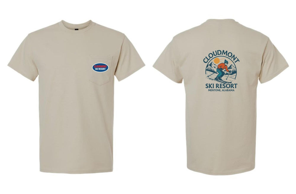 Cloudmont Ski Resort Short-Sleeve Pocket T-Shirt Cloudmont Ski Resort Sand Youth Small - Third Coast Soccer
