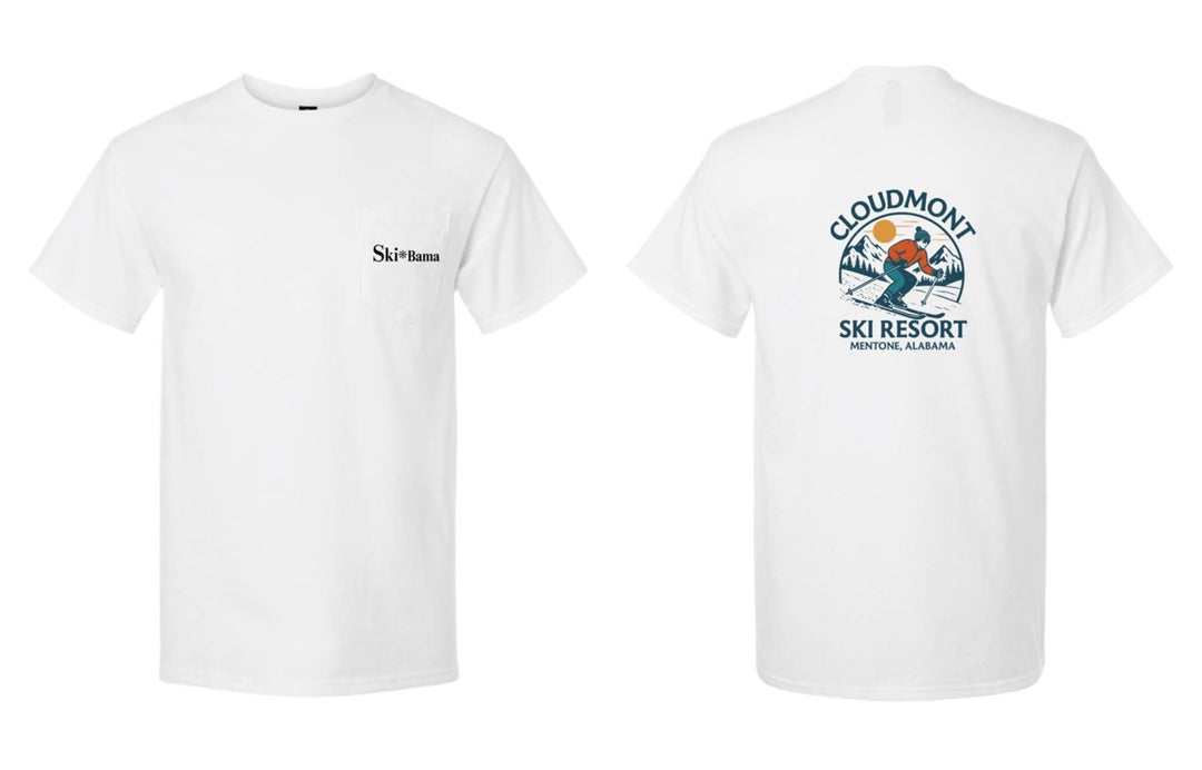 Cloudmont Ski Resort Short-Sleeve Pocket T-Shirt Cloudmont Ski Resort White Youth Small - Third Coast Soccer