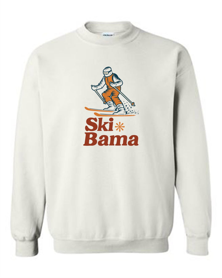 Ski Bama Crewneck Sweatshirt Ski Bama Skier White Youth Small - Third Coast Soccer