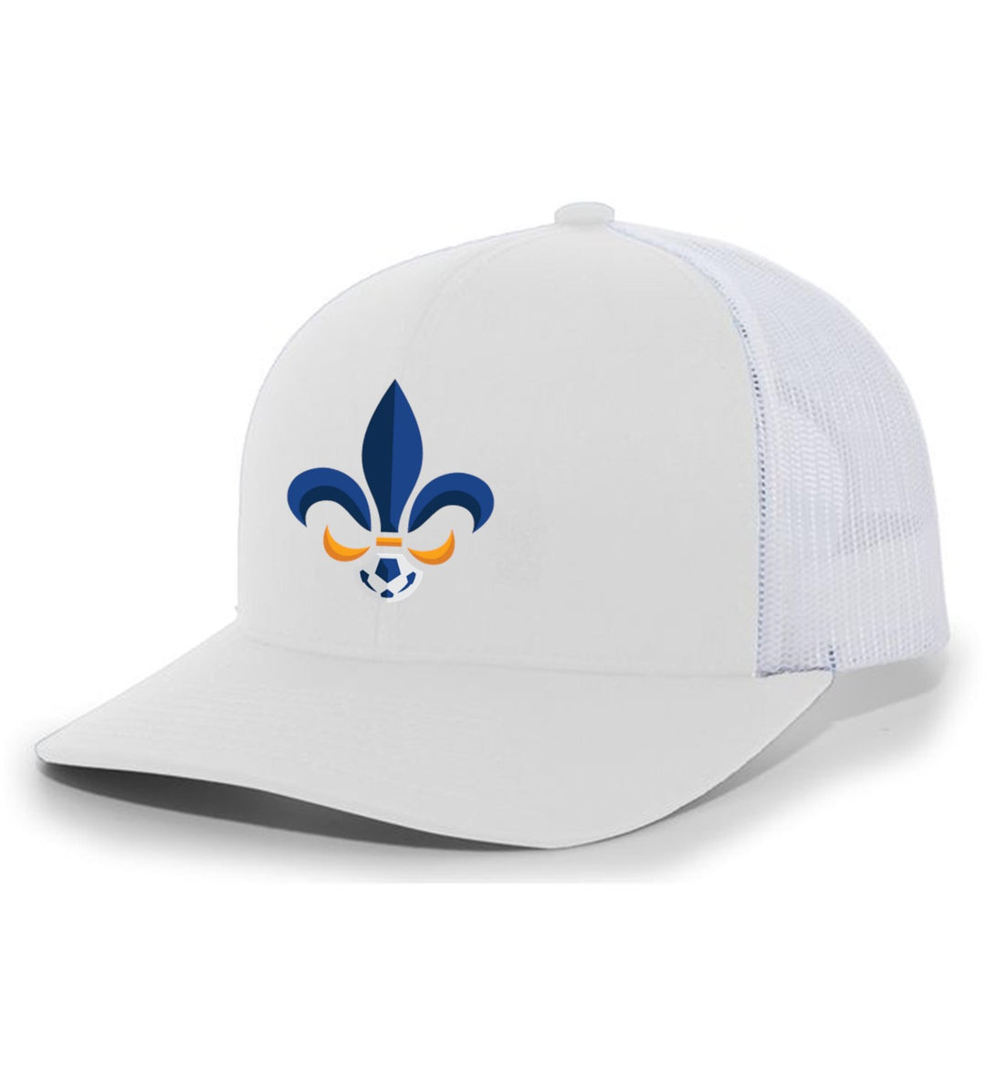 TCS Louisiana Select Flex-Fit Premium Trucker Hat LA ODP Spiritwear White/White Full Color Patch - Third Coast Soccer