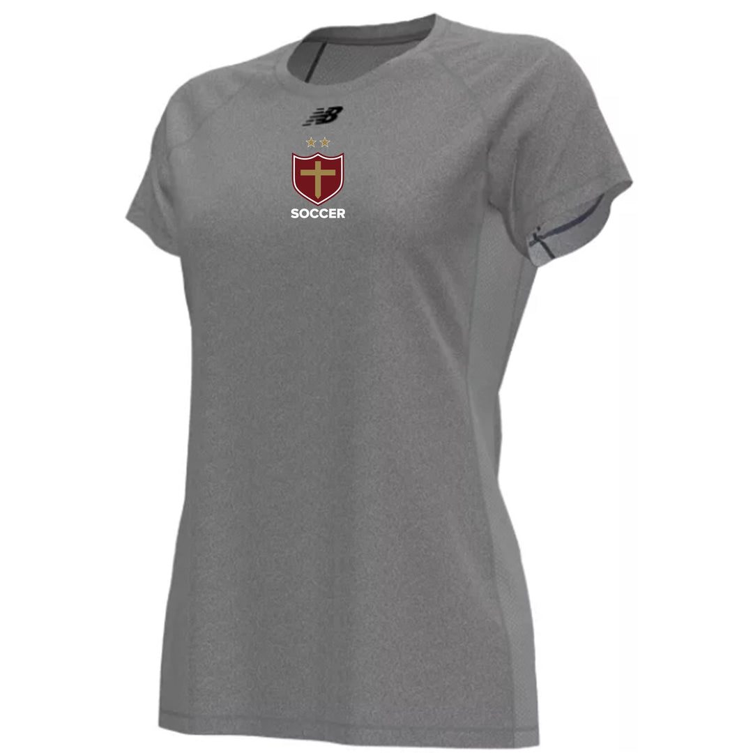 New Balance Brother Martin Women's Raglan Tech Tee - Grey Brother Martin 24 - Third Coast Soccer