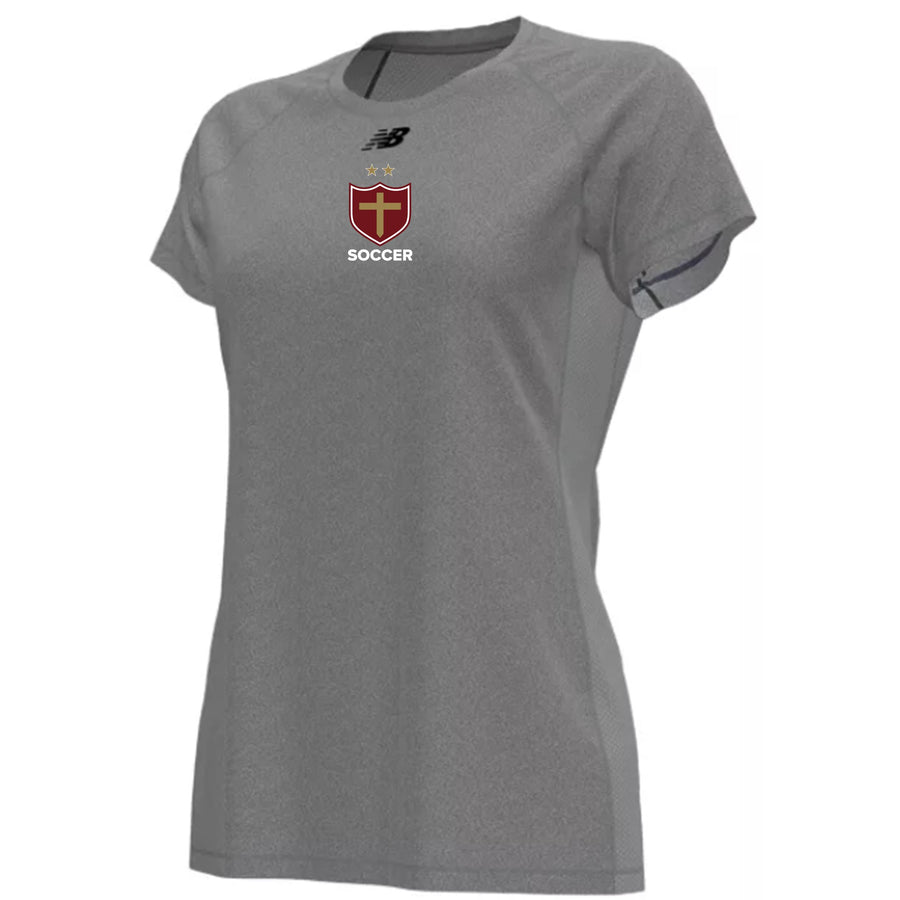 New Balance Brother Martin Women's Raglan Tech Tee - Grey Brother Martin 24 - Third Coast Soccer
