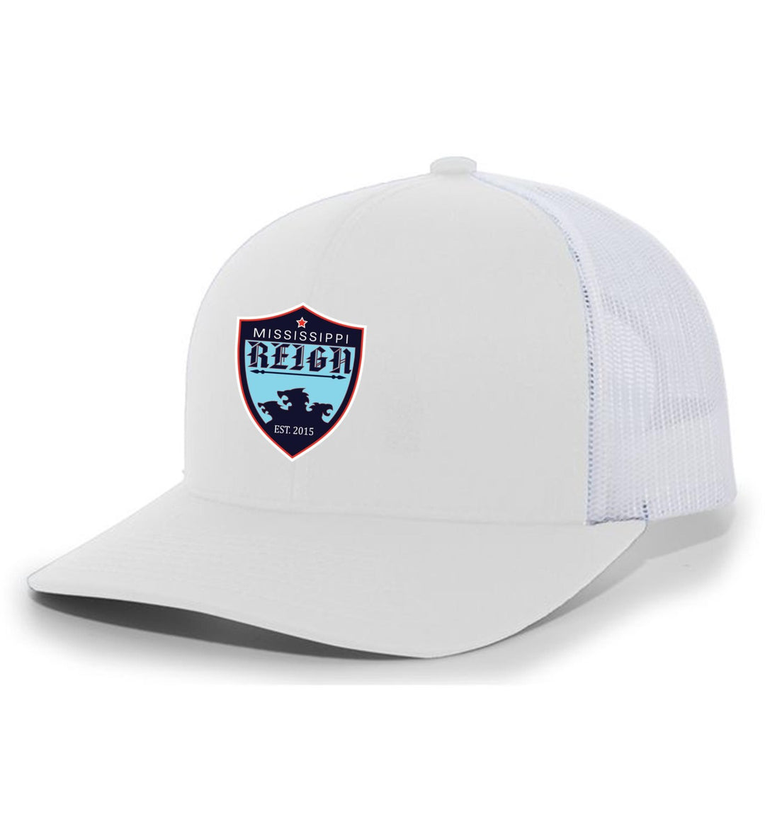 Mississippi Reign Premium Flex-Fit Trucker Hat MS Reign White/White Full Color Patch - Third Coast Soccer