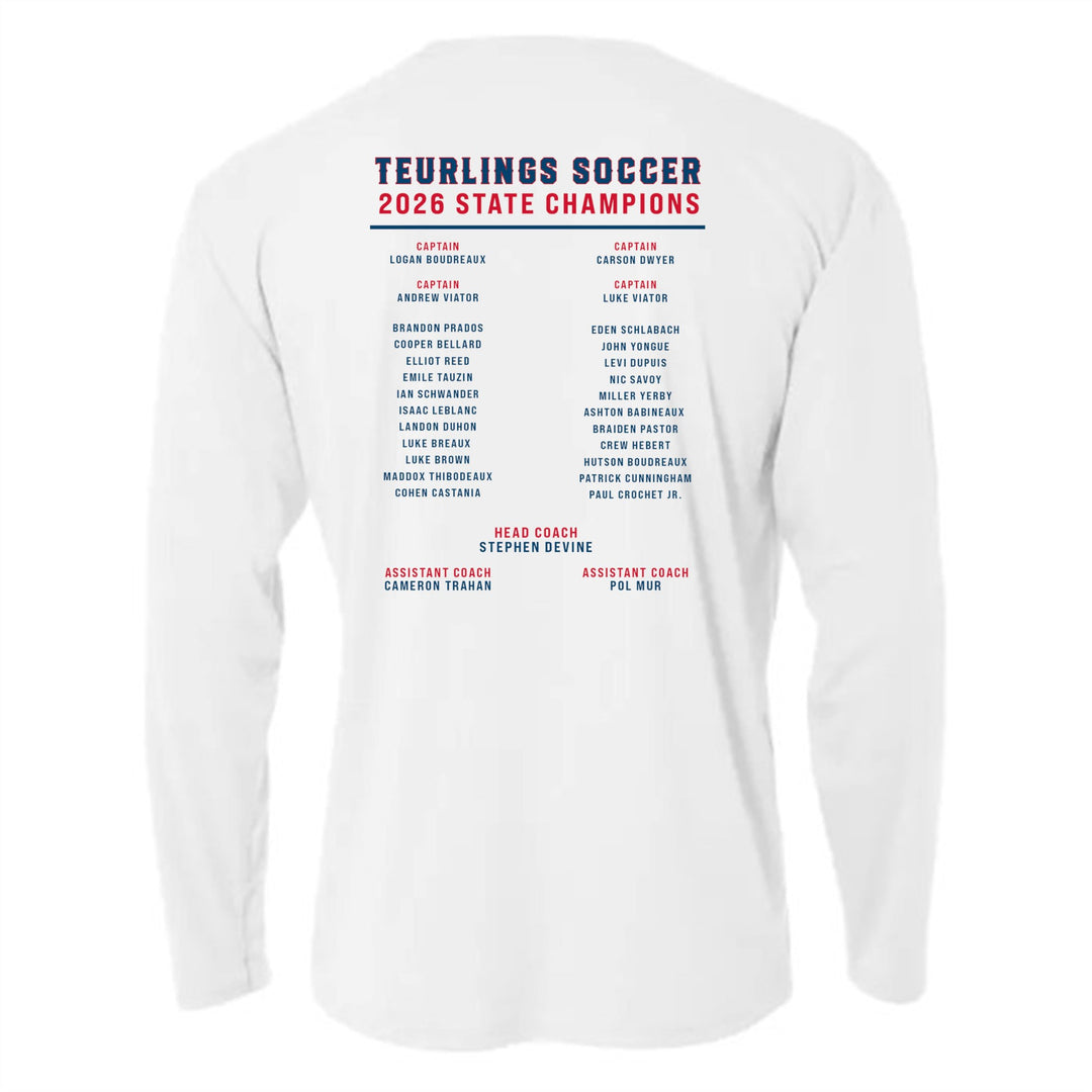 A4 Teurlings State Champions 2026 LS Shirt TCHS 26 - Third Coast Soccer