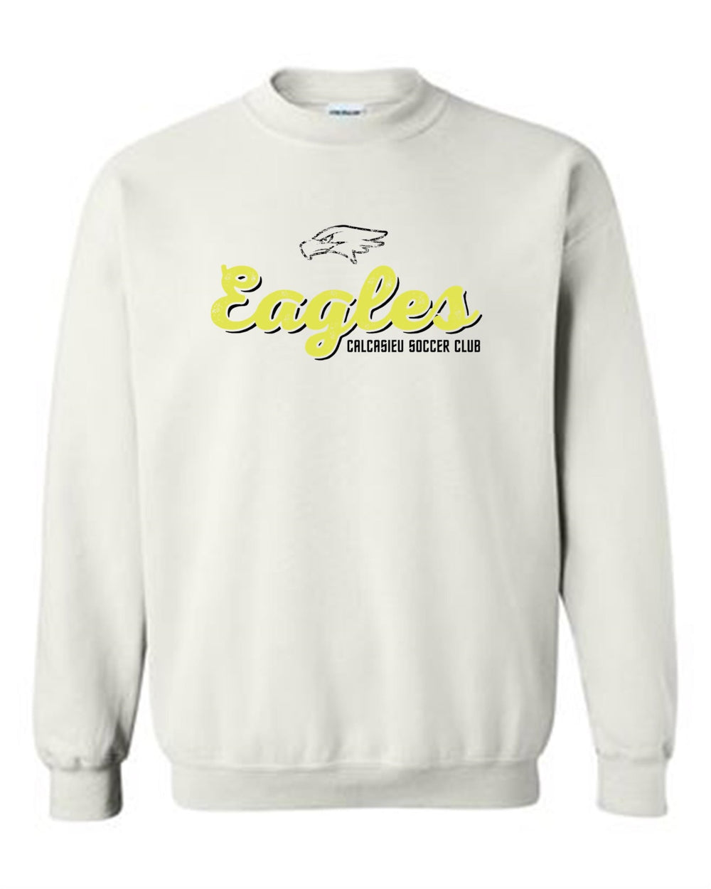 Calcasieu Soccer Club Eagles Crew Neck Sweatshirt CSC Spiritwear White Youth Small - Third Coast Soccer