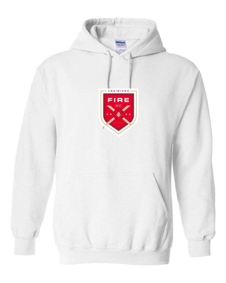 Louisiana Fire FC Shield Hoody Louisiana Fire Spiritwear White Mens Small - Third Coast Soccer