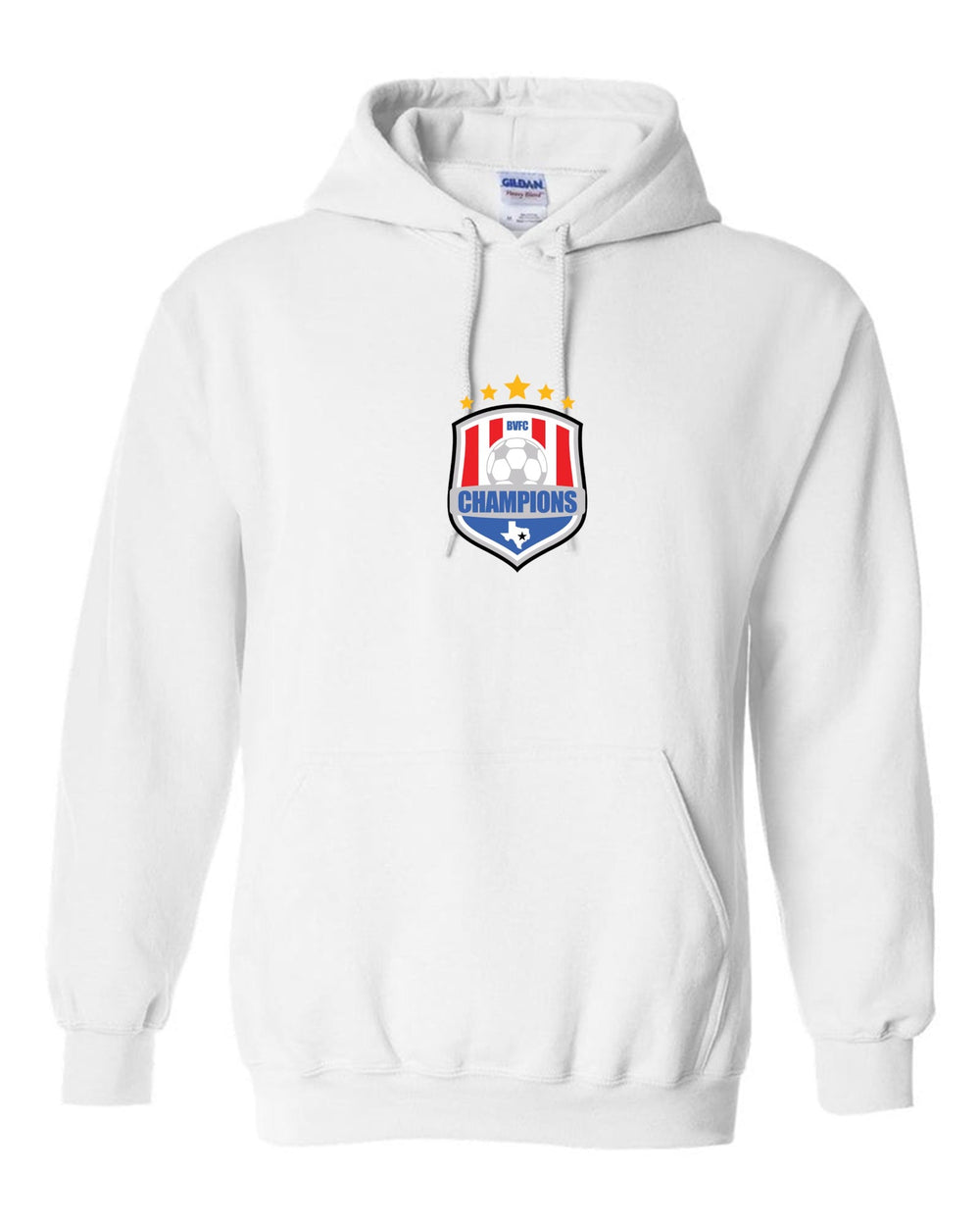 BVFC Hooded Sweatshirt BVFC White Center Chest 6.5" - Third Coast Soccer